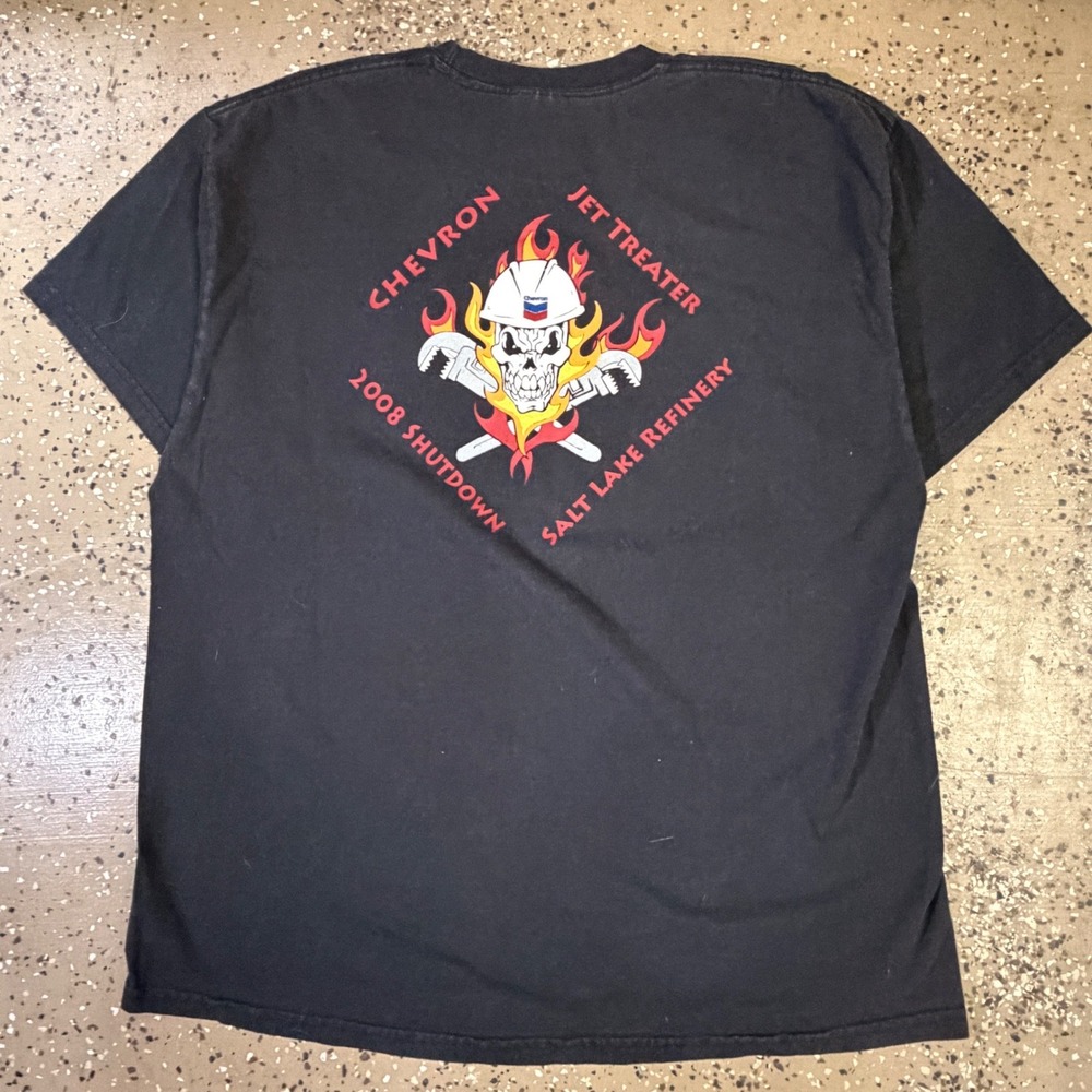 Center hit T-Shirt Mens XL Black Good Chevron 2008 Shutdown Skull Graphic - Picture 2 of 10